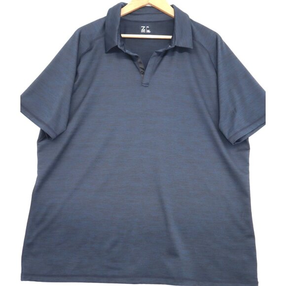 Z By Zella Mens XL Blue Heathered Short Sleeve Polo Shirt With Snap Buttons - Picture 1 of 11